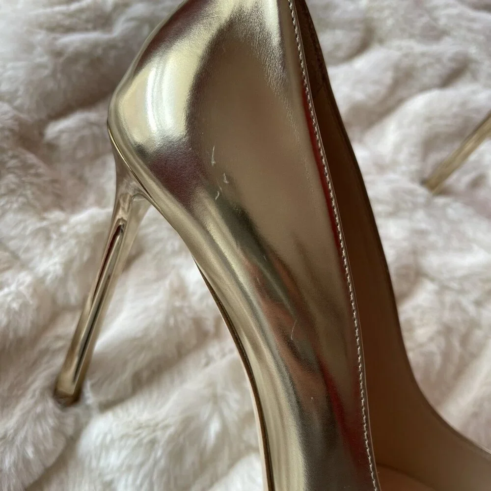 Jimmy Choo Romy 105mm Liquid Mirror Leather Gold - Picture 6 of 11